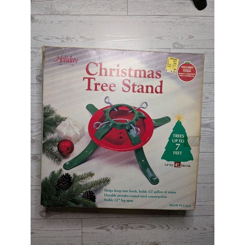 Jack-Post National Holiday Traditions Metal Christmas Tree Stand 7ft Red Green